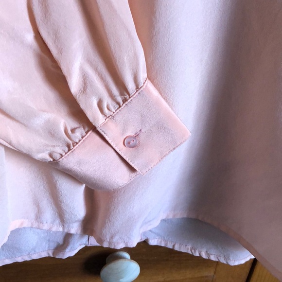 100% Silk peach long sleeve top -Lucky Brand - Picture 4 of 8